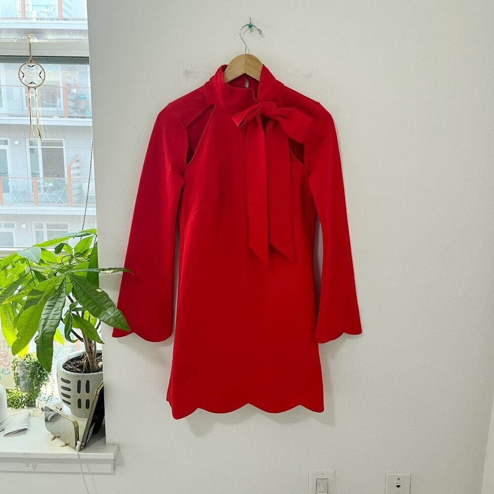 Maeve by Anthropologie Red Neck Tie Long Sleeve Dress Size XS